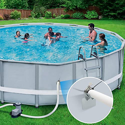 Swimming Pool Pipe Holders 3 PCS, Fits 1.5'(MAX) Above Ground Swimming Pool Hose Support Brackets, Prevent Pipe Sagging, with 3 Tapes, 6 Cable Ties& 3 Stainless Steel Hose Clamps