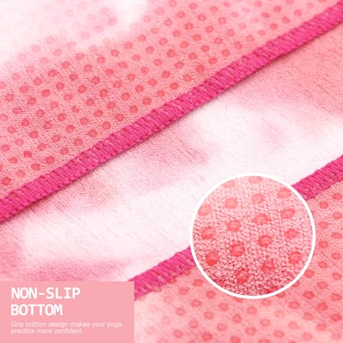 Eunzel Non Slip Hot Yoga Mat Towel with Grip Dots, 72" x 24" - color: Z-coral Sunrise & Azure Twilight