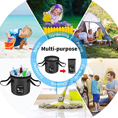 2 Pack Collapsible Bucket 5 Gallon Container Folding Water Bucket Portable Wash Basin for Outdoor Travelling Camping Fishing Gardening Car Washing 20L