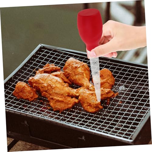 Silicone Turkey Baster with Integrated Cleaning Brush Transfer Pipette for Basting Marinating Turkey Beef Chicken and Fish Cooking Tool for Home Baking and Grilling