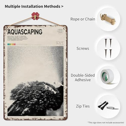 Garden Signs Aquascaping Planted Aquarium Poster Metal Tin Sign Funny Garden Signs For Outside Home Greenhouse Living Room Bedroom Outdoor Yard Backyard Decor 8x12 Inch