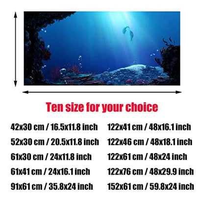 NIMOSA 3D Fish Tank Background Backdrop Univeral Aquarium Decorative Paper - Deep Sea Coral Rocks Aquarium Background Poster PVC Self Adhesive Fish Tank Decor Landscape,42x30cm