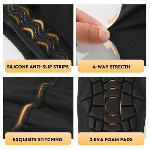 Wrestling Knee Pads Compression Leg Sleeve with Knee Pad and Calf Pad, 1 Pair Knee Sleeve with Shin Guards Shin Pads for Football, Baseball, Rugby, Lacrosse (2, Upgrade Black, Large) - color: Upgrade Black, size: Large