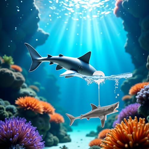1 Pc Floating Shark Ornament - Adjustable Aquarium Shark Animal Decor | Aquarium Floating Shark Ornaments Thematic Ornaments Suitable for Aquarium All Kinds of Fish Tank and Home, Shark Pool Décor