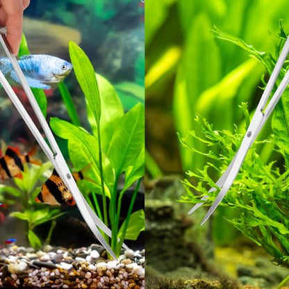 Aquascape Tools Aquarium Kit, 4PCS Long Aquascaping Tools Stainless Steel Aquatic Plants Set for Fish Tank, Aquarium Plant Trimming