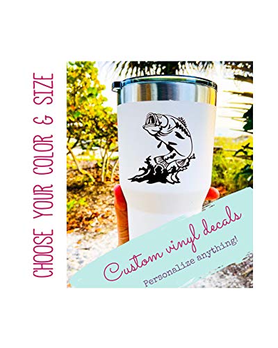 Custom Bass Vinyl Decal - Personalized Fishing Bumper Sticker, for Tumblers, Laptops, Car Windows - Bass Fishing Decal