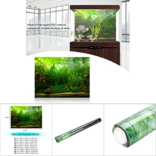 AYNEFY Aquarium Fish Background Poster, Water Grass Aquarium Background Poster PVC Adhesive Background Sticker Wallpaper Poster Aquarium Backdrop Decor (#4) - size: #4