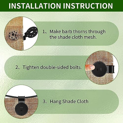50PCS Shade Cloth Plastic Clips Heavy Duty Lock Grips with Rope, Round Plastic Black Clips Sunshade Net Fixing Clip, Shade Fabric Clips for Bird Netting, Garden Netting (50PCS+Nylon Rope) - style: 50PCS + Nylon Rope