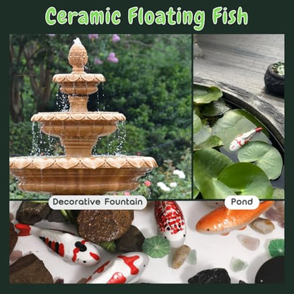 4PCS Ceramic Floating Koi Fish 4PCS Lotus Flowers Koi Pond Accessories Pond Decor Floating Aquarium Decor Birdbath Decor【Red Collection】 - size: 4PCS