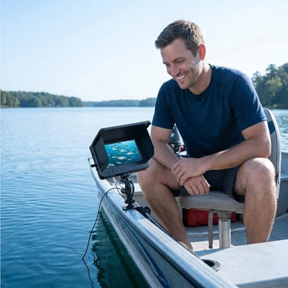 Underwater Fishing Camera with Infrared Night Vision, 8000mAh Battery, IP67 Waterproof Portable Fish Finder for Ice Fishing, Kayak, Boat, River & Lake