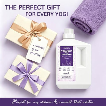 Yoga Mat Cleaner Concentrate Makes 6.86 Gal(1:25) - Removes Sweat & Odor | Powered By Essential Oil, Yoga Mat Cleaner Spray - No Sticky Residue, Plant Based & Safe for All Mats(33.8oz, Lavender) - size: 33.8 Fl Oz (Pack of 1)
