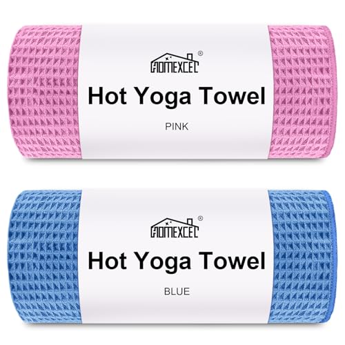 HOMEXCEL 2PK Yoga Mat Towels for Hot Workout, Ultra-Absorbent, 26.5" x 72" | Microfiber Pilates/Yoga Towel, Soft Quick-Dry for Gym, Portable & Compact, Machine Washable, Blue/Pink - color: Blue/Pink