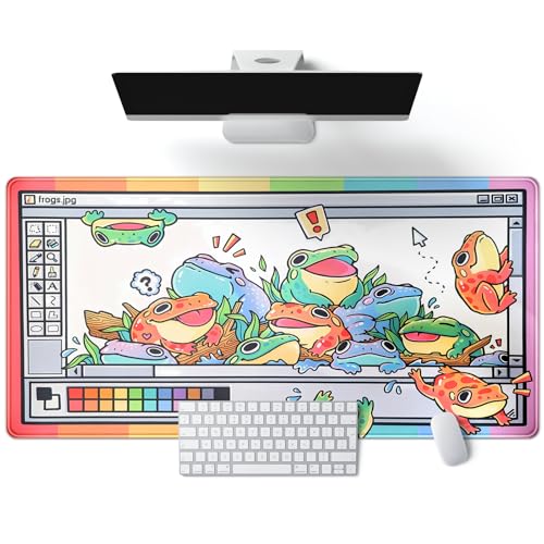 Frogs Mouse Pad Large Gaming Mousepad XXL Cool Frogs Desk Mat Cute Extended Desk Pad Computer Laptop Keyboard Pad Long Big Mouse Mat Desk Decor Accessories 31.5x15.7 in - color: Frogs
