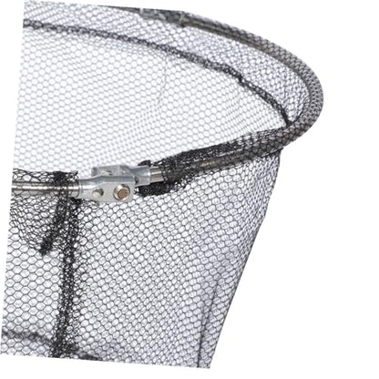 WOONEKY 4pcs Foldable Fishing Landing Net Head Replacement, 40cm Stainless Steel Deep Round Net Frame with Soft Mesh, Saltwater and Freshwater Fishing Gear Accessory for Anglers