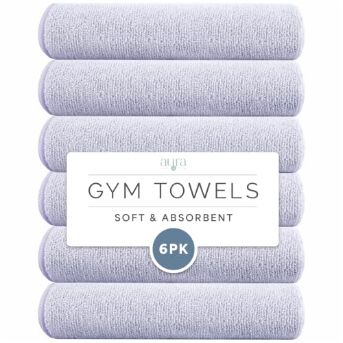 S&T INC. Microfiber Gym Towels, 6 Pack, 16" x 27" - color: Purple