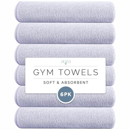S&T INC. Microfiber Gym Towels, 6 Pack, 16" x 27" - color: Purple