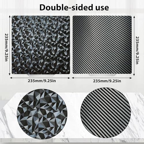 PEO PET Build plate for AD5X/5M/5M pro/Ender 3/3 Pro/Ender 3 S1/Ender 3 V2 Neo/Ender 3 Neo, Diamond PEO+Carbon Fiber PET Spring Steel Sheet 235 x 235 mm for Flashforge 3D Printer Platform