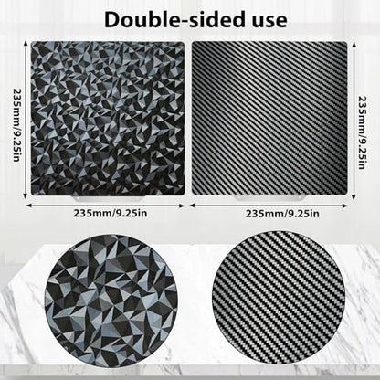 PEO PET Build plate for AD5X/5M/5M pro/Ender 3/3 Pro/Ender 3 S1/Ender 3 V2 Neo/Ender 3 Neo, Diamond PEO+Carbon Fiber PET Spring Steel Sheet 235 x 235 mm for Flashforge 3D Printer Platform