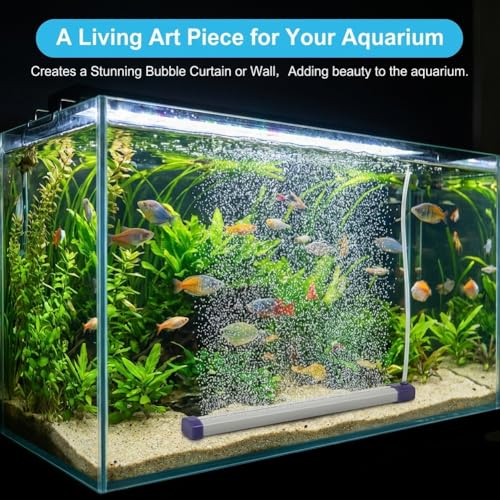 Aquarium Bubble Bar,Nano Fish Tank Bubbler Curtain Wall Aquarium Air Stone Kit,Ultra-Fine Quiet Oxygen Diffuser Bubble Curtain Wall for Freshwater Saltwater(25cm)