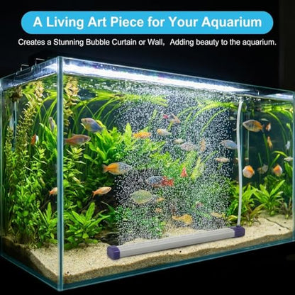 Aquarium Bubble Bar,Nano Fish Tank Bubbler Curtain Wall Aquarium Air Stone Kit,Ultra-Fine Quiet Oxygen Diffuser Bubble Curtain Wall for Freshwater Saltwater(25cm)