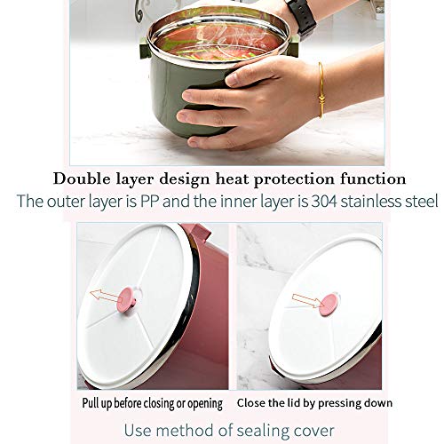 4 Tier Stackable Stainless Steel Lunch Box Sealed(pink, 4 layers) with spoon and fork - color: Pink, size: 4 layers