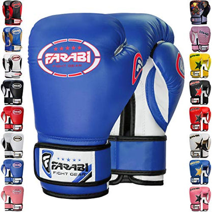 Farabi Boxing Gloves Kids Junior Muay Thai Kick Boxing Training MMA Punching Bag - color: Blue, size: 4OZ