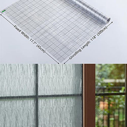 Frosted Window Privacy Film Non Adhesive Window Cling Removable Glass Covering Clear Water Opaque Window Film for Home Anti UV 17.7x118 inches - size: 17.7"x118" (45x300cm)