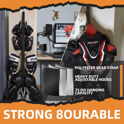 Hockey Hanger Portable Hanging Dryig Rack Hockey Gifts for Home and Outdoor Using in Ice Hockey Skating Football Camping Fishing 5 Hooks (Black-10hooks) - color: Black-10hooks