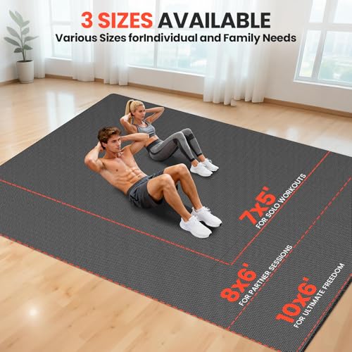 Stepwaver Large Exercise Mat, 6'x4'/7'x5'/8'x5'/9'x5'/10'x5'/12'x5'x8mm - size: 7'x 5'x 7mm
