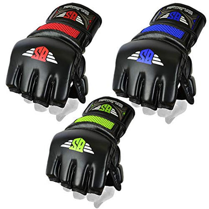 MMA Gloves, UFC Kickboxing Gloves, MMA Sparring Gloves, MMA Training Equipment, Fighting Gloves for Mixed Martial-Arts, MMA Training Gloves Adults Men & Women by BeSmart - color: Green Mesh, size: Small