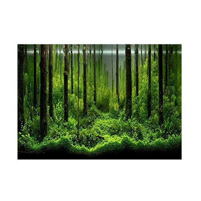 Fish Poster, PVC Adhesive Underwater Forest Fish Background Poster, Fish Aquarium Backdrop Decoration Paper with Self Adhesive Design(91 * 50cm) - size: 91*50cm
