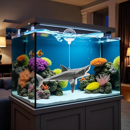 1 Pc Floating Shark Ornament - Adjustable Aquarium Shark Animal Decor | Aquarium Floating Shark Ornaments Thematic Ornaments Suitable for Aquarium All Kinds of Fish Tank and Home, Shark Pool Décor