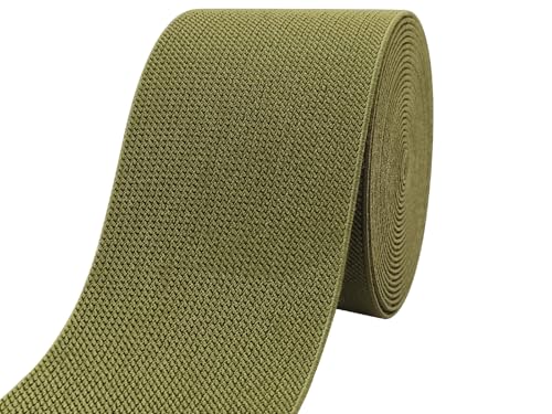 Olive Green Wide Knit Elastic Band 3" x 5yd for Sewing - color: Olive #43