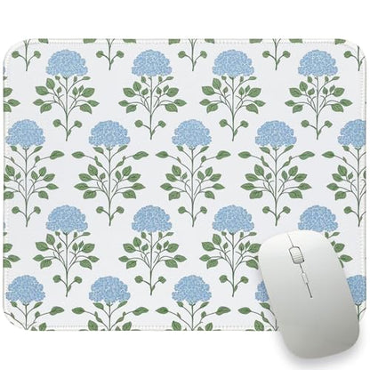 Hydrangea Mouse Pad Moss Blue Flroal Small Mousepad for Laptop Desk, Flower Cute Mouse Pad for Computers Aesthetic, Hydrangea Office Desk Accessories for Office Women 11.8x9.8