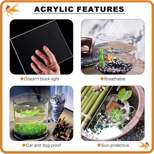 Cat-Proof Acrylic Lid for Rium Canopy, Anti-Jump Fish Tank Cover with Access Hole & Hinges, 85cm (33.5") - Perfect for Aquatic Safety & Easy Maintenance - size: 85cm (33.5")