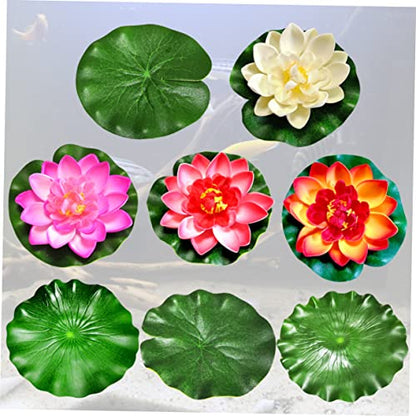 Cabilock 2sets Realistic Water Lily and Lotus Decorations for Pool and Garden Includes Artificial Lily Pads and Leaves for Stunning Aquatic Displays