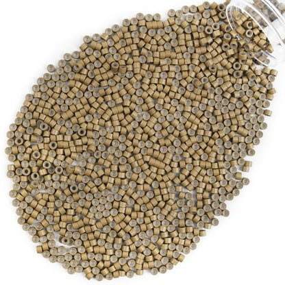 1200Pcs 4mm Silicone Lined Micro Ring Beads for Hair Extensions 5Colors Apply (1200Pcs Light Brown)