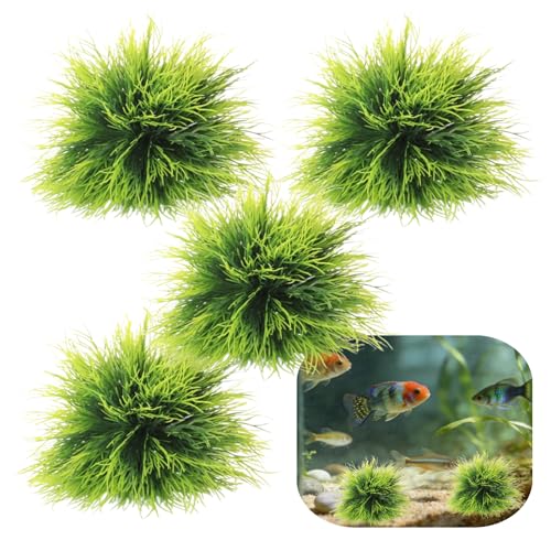 4 Pcs Fish Tank Plants Charming Plastic Aquarium Plants with Weighted Base for Fish Tank Decor Accessories, Green