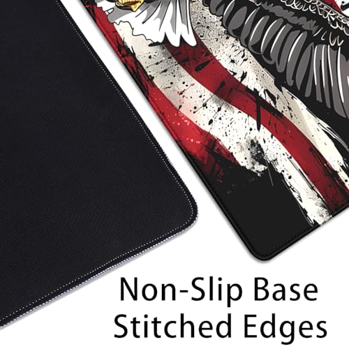 American Flag Mouse Pad,USA Bald Eagle Desk Pad,Large Extended Gaming Floral Mouse Mat with Stitched Edges,Non-Slip Rubber Base Mouspad for Office Work Home(27.5X11.8 in) - color: American Eagle Flag