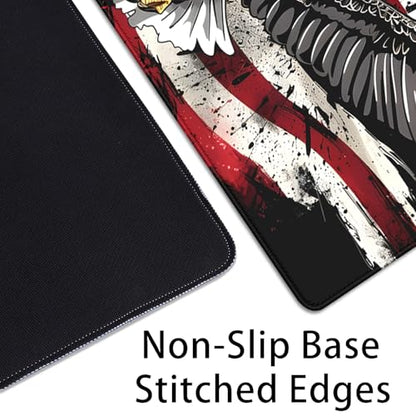 American Flag Mouse Pad,USA Bald Eagle Desk Pad,Large Extended Gaming Floral Mouse Mat with Stitched Edges,Non-Slip Rubber Base Mouspad for Office Work Home(27.5X11.8 in) - color: American Eagle Flag