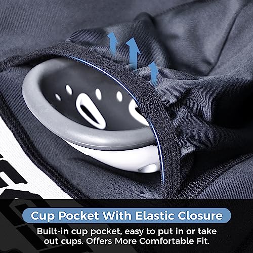 Men Baseball Compression Straps Shorts with Athletic Cup - color: Black, size: X-Large