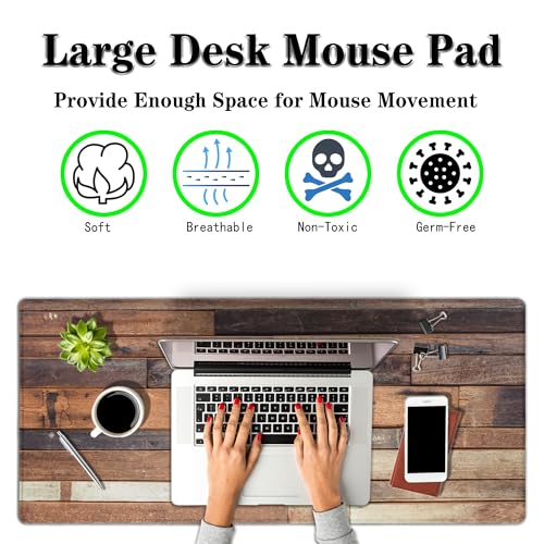 Computer Desk Pad, Gaming Mouse Pad Large Mousepad, The Mousepad Non-Slip Rubber Base Waterproof with Stitched Edges, 35.4 X 15.7 inch for Work/Game/Office/Home Old Wood Plank Background - color: Old Wood Plank Background