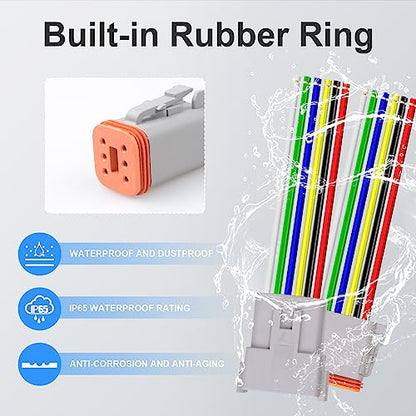 4Pack 6-Pin Waterproof DT Connector Male and Female Wire Connectors with 16AWG 105℃ 600V Wires and Heat Shrink Tubes, Applicable for Automotive Electrical Connections - size: 6-pin/4pack