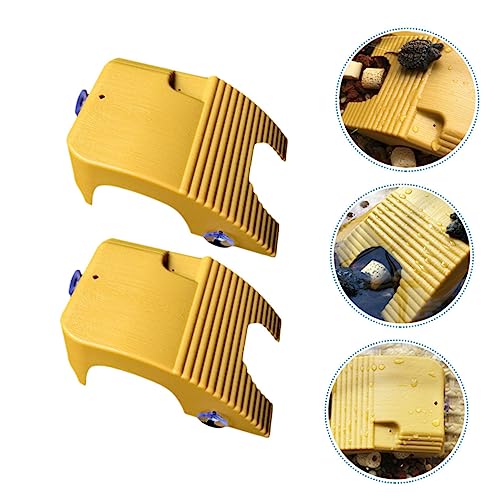 2pcs Turtle Climbing Platform Yellow Wax Basking Stand for Aquatic Turtles Easy to Clean Material for Tanks and Aquariums and Climbing Dock
