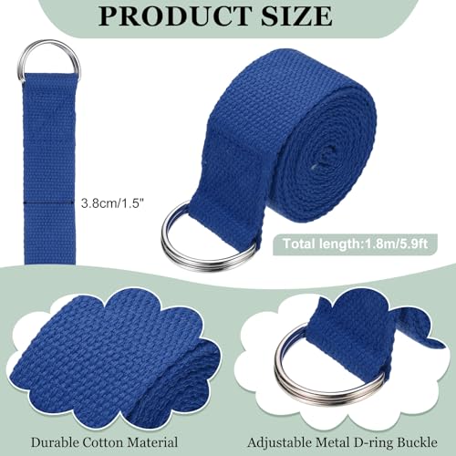 Yoga Strap for Stretching, Athletic Stretch Band with Adjustable Metal D Ring Buckle Yoga Bands - color: Blue, size: 5.9ft