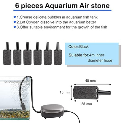19.68 feet Black Aquarium Airline tubing 6 air Stone for Aquarium 6 Aquarium Check Value for Fish Tank 6 Aquarium Suction Cups 3 Each Aquarium air Controller and I T Hose connectors