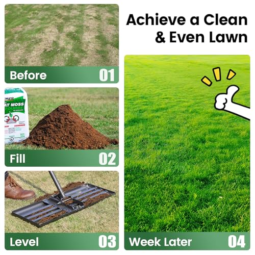 Lawn Leveling Rake with 30"x10" Foldable Curved Ground Plate, Heavy Duty 72" Long Handle Lawn Leveler Tool for Leveling Compost Soil Dirt Sand Grass Peat Moss - style: Foldable 30X10" - 6FT