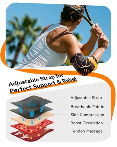Copper Elbow Compression Sleeve for Tennis Elbow, Tendonitis, Golfers - style: Black-L