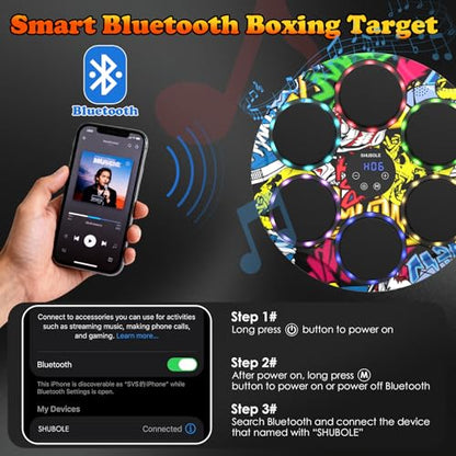 Music Boxing Machine for Kids & Adults - Wall Punching Pad with Lighting, 9-Speed Bluetooth Boxing Game with Gloves, Wall Mounted Exercise Equipment, 2026 Upgrade Boxing Equipment for Kids Age 6+ - color: Hip-Hop