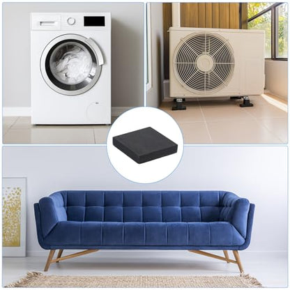 PATIKIL EVA Anti-Vibration Pads, 4 Pcs Shock Absorbing Washer Pads 2" x 2" x 0.4" for HVAC, Air Conditioner, Air Compressor, Condenser, Dryer, Black